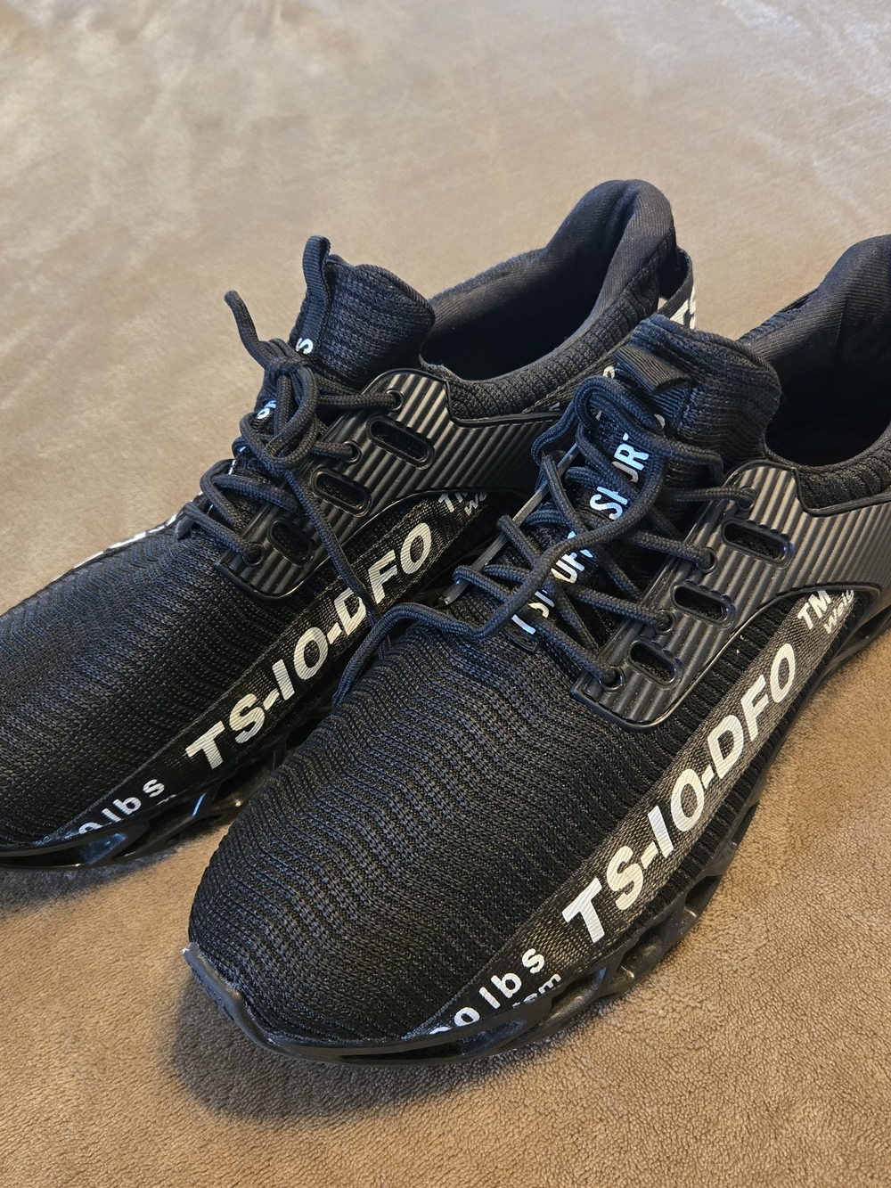 Black Athletic Sneakers with TS-10 DFO Graphic 47.5 Size 13 us